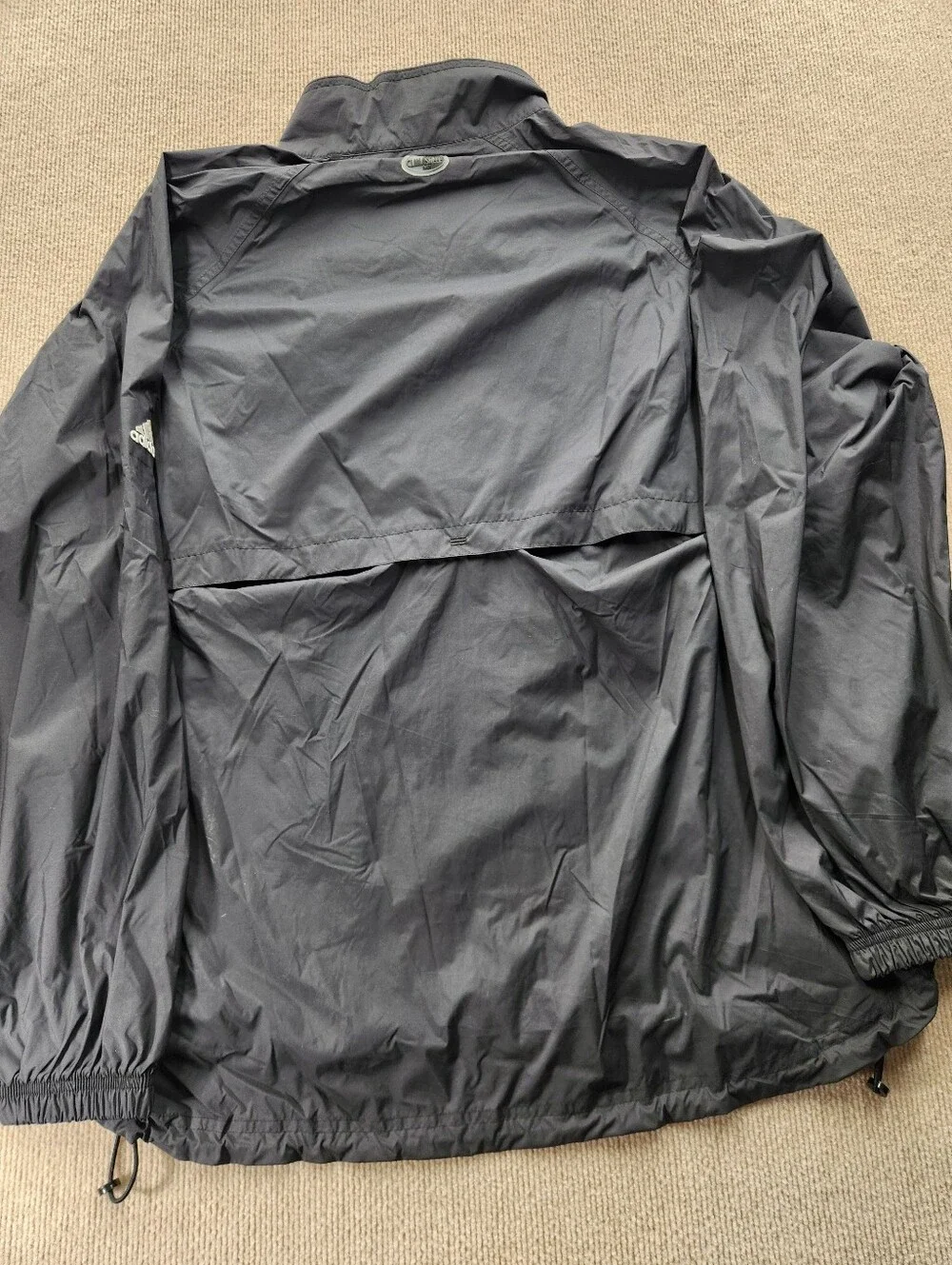 adidas Men's L Full-Zip ClimaShell Windbreaker Rain Jacket Black Stand-Up Collar